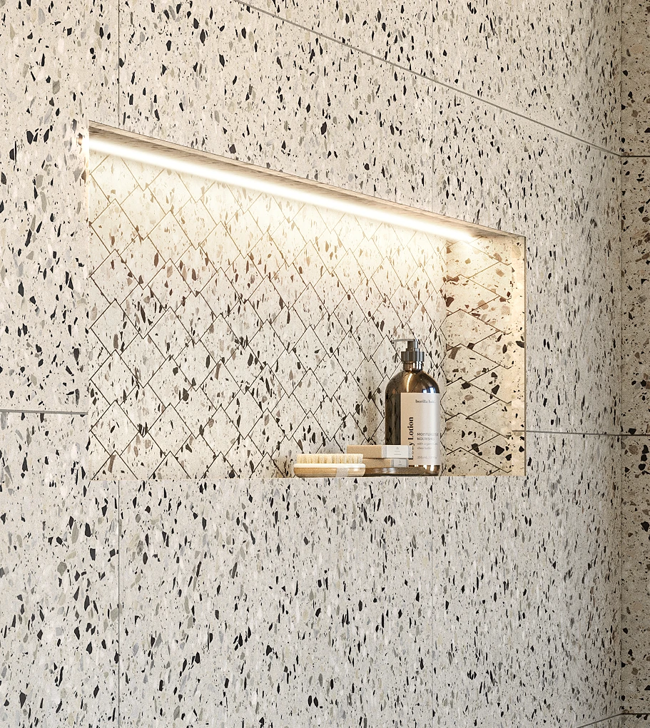Terrazzo Allure™ Dune Diamond Matte Flooring visualization by MILE®stone